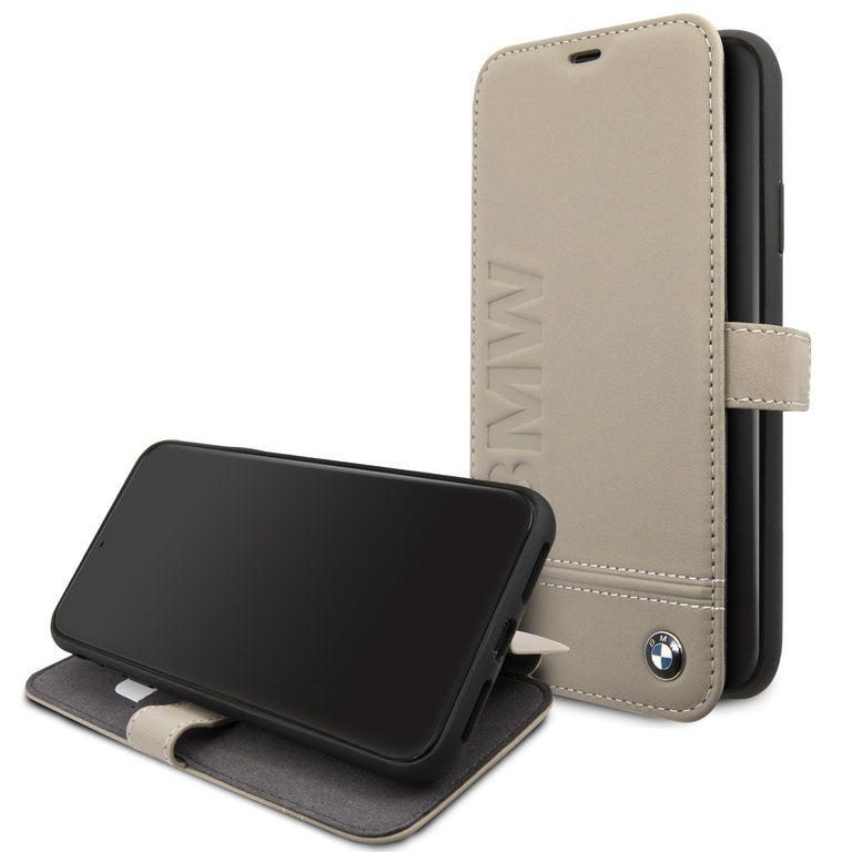 BMW Apple iPhone 11 Pro Max leer Pasjeshouder Boektype hoesje - Beige