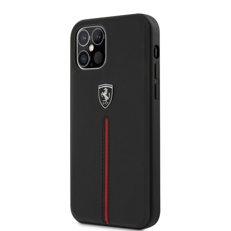 Ferrari Apple iPhone 12-12 Pro TPU Beschermend Backcover hoesje - Zwart