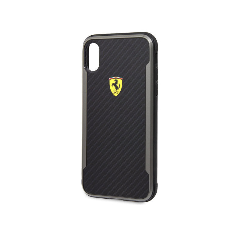 Ferrari Apple iPhone Xr CarbonFiber Beschermend Backcover hoesje - Carbon