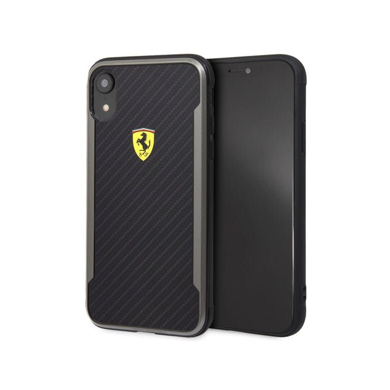 Ferrari Apple iPhone Xr CarbonFiber Beschermend Backcover hoesje - Carbon