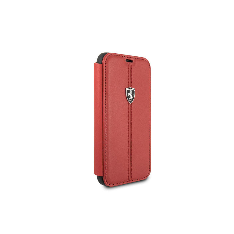 Ferrari Apple iPhone X-Xs Leer Pasjeshouder Boektype hoesje - Rood