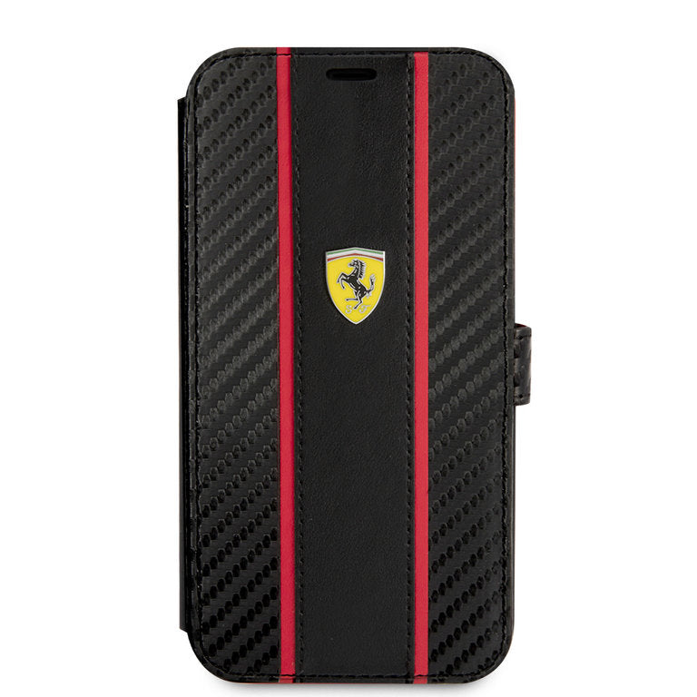 Ferrari Apple iPhone 13 Mini TPU Pasjeshouder Boektype hoesje - Zwart