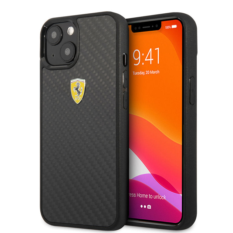 Ferrari Apple iPhone 13 Mini TPU Beschermend Backcover hoesje - Zwart