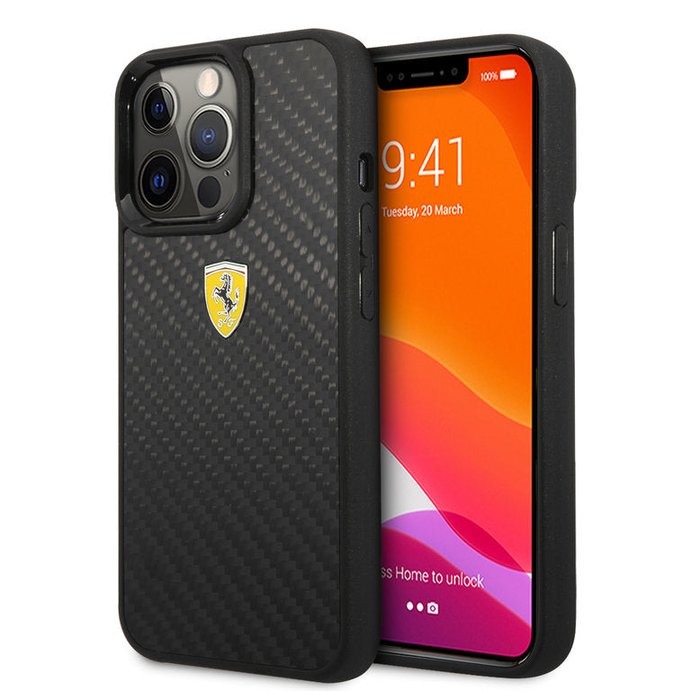 Ferrari Apple iPhone 13 Pro TPU Beschermend Backcover hoesje - Zwart