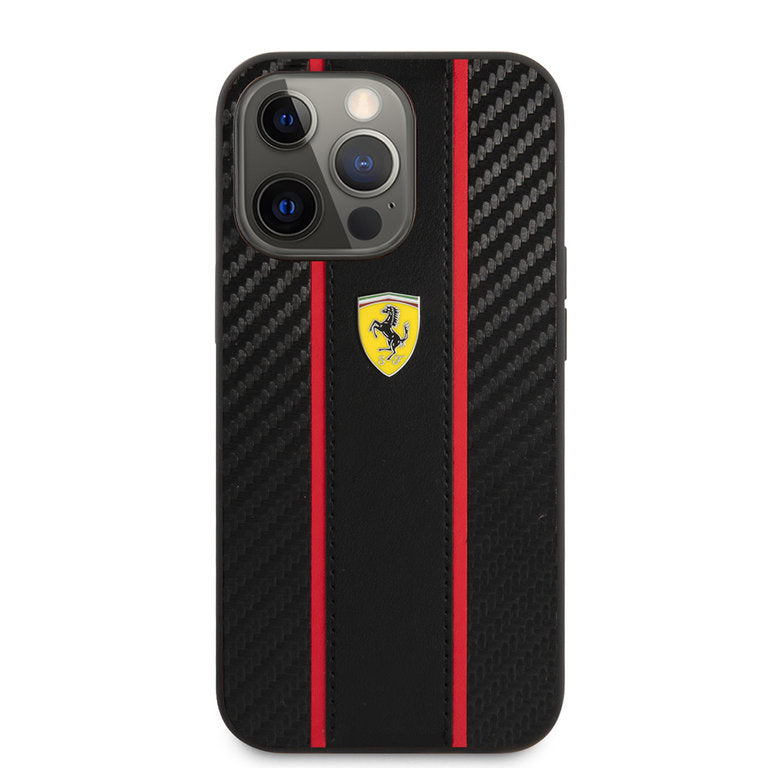 Ferrari Apple iPhone 13 Pro TPU Beschermend Backcover hoesje - Zwart