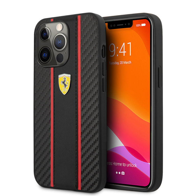 Ferrari Apple iPhone 13 Pro TPU Beschermend Backcover hoesje - Zwart