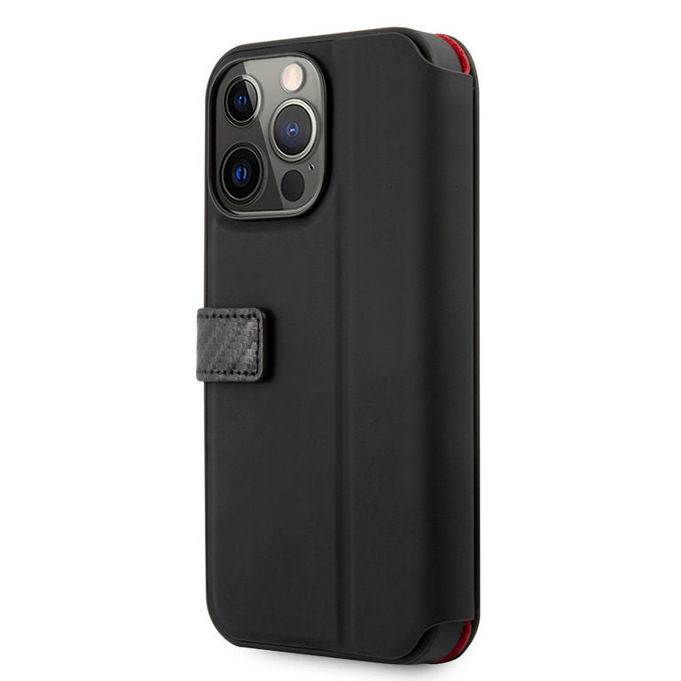 Ferrari Apple iPhone 13 Pro Max TPU Pasjeshouder Boektype hoesje - Zwart