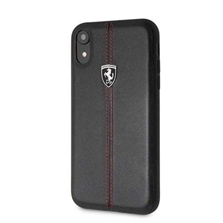 Ferrari Apple iPhone Xr Leer Beschermend Backcover hoesje - Zwart