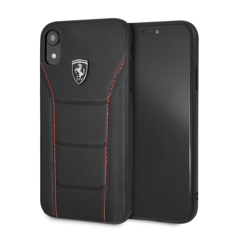 Ferrari Apple iPhone Xr Leer Beschermend Backcover hoesje - Zwart