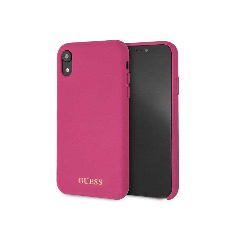 Guess Apple iPhone Xr CarbonFiber Beschermend Backcover hoesje - Roze