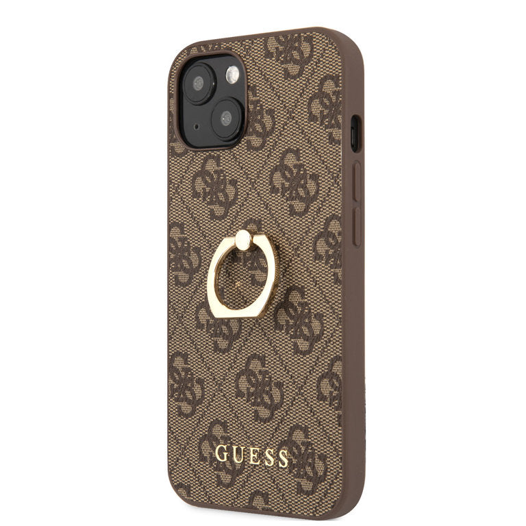 Guess Apple iPhone 14 TPU Beschermend Backcover hoesje - Bruin