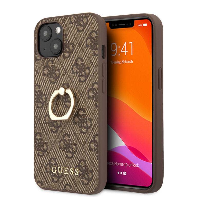 Guess Apple iPhone 14 TPU Beschermend Backcover hoesje - Bruin