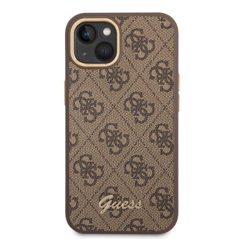 Guess Apple iPhone 14 TPU Beschermend Backcover hoesje - Bruin