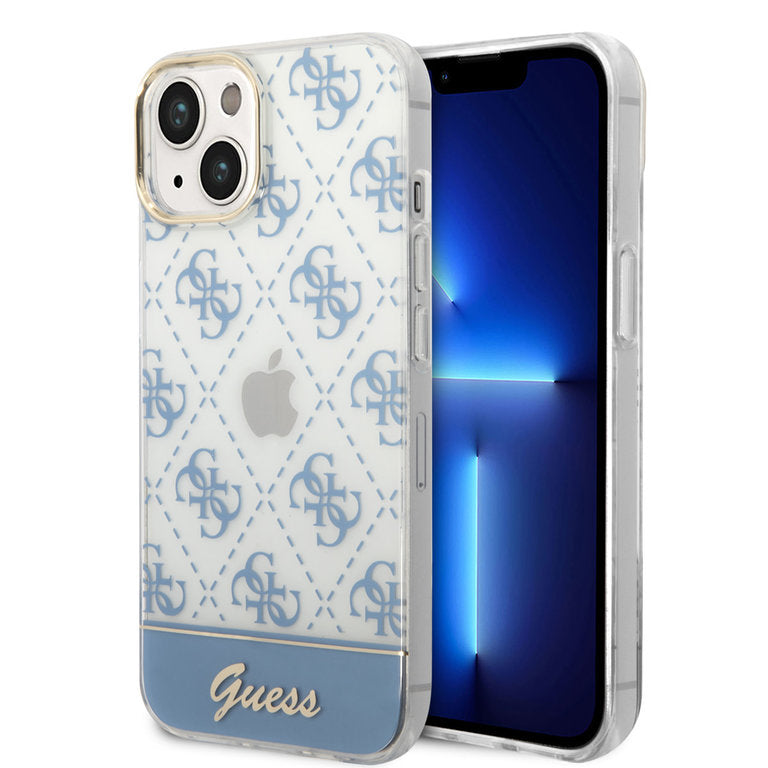 Guess Apple iPhone 14 TPU Beschermend Backcover hoesje - Blauw