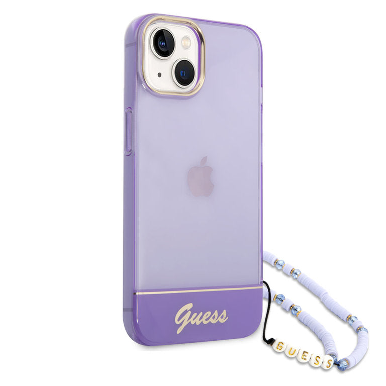 Guess Apple iPhone 14 TPU Beschermend Backcover hoesje - Paars