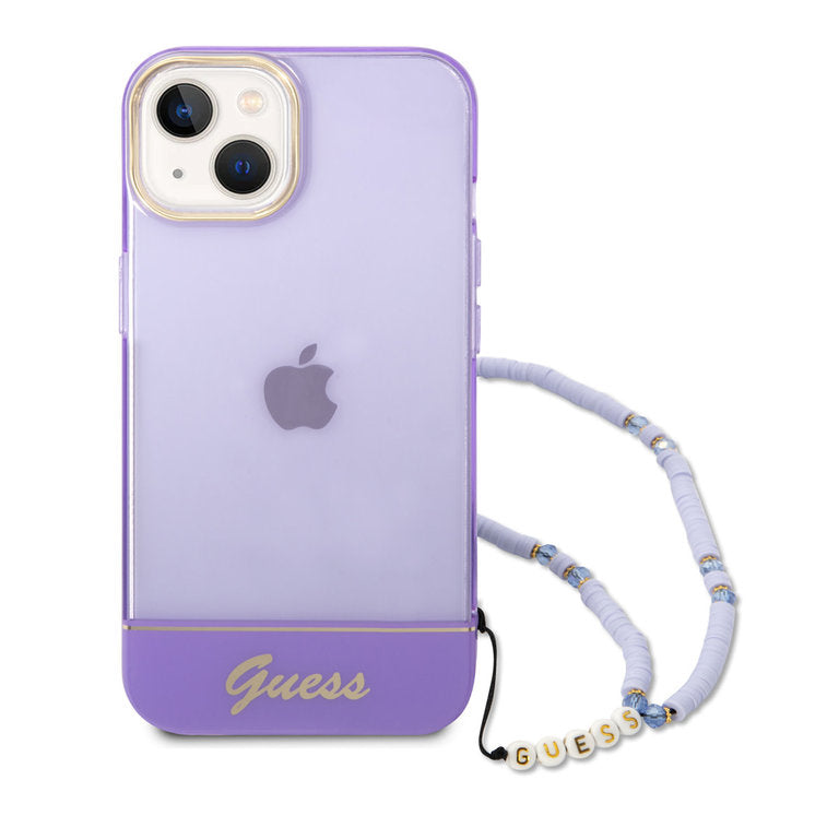 Guess Apple iPhone 14 TPU Beschermend Backcover hoesje - Paars