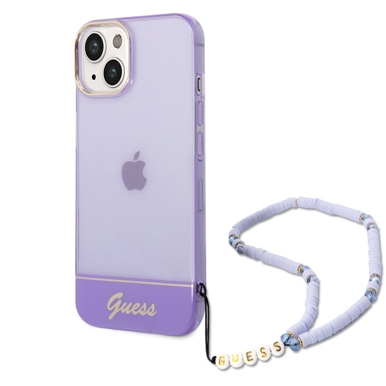 Guess Apple iPhone 14 TPU Beschermend Backcover hoesje - Paars