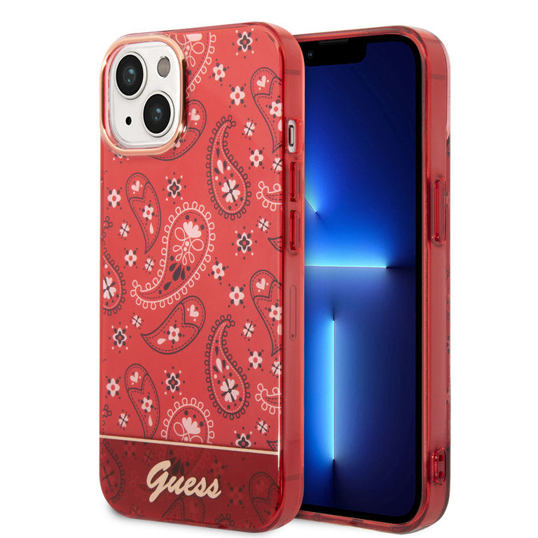 Guess Apple iPhone 14 Pro Max TPU Beschermend Backcover hoesje - Rood
