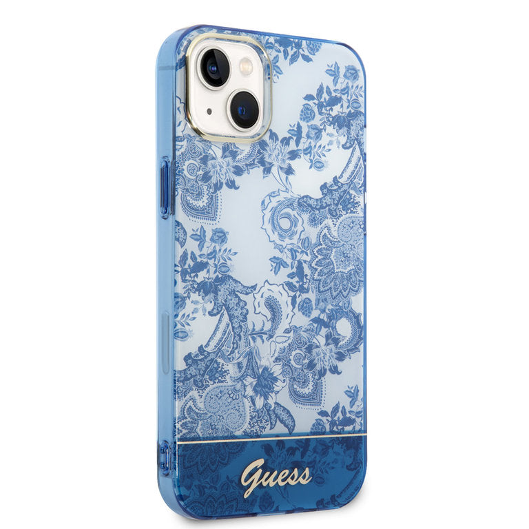 Guess Apple iPhone 14 TPU Beschermend Backcover hoesje - Blauw