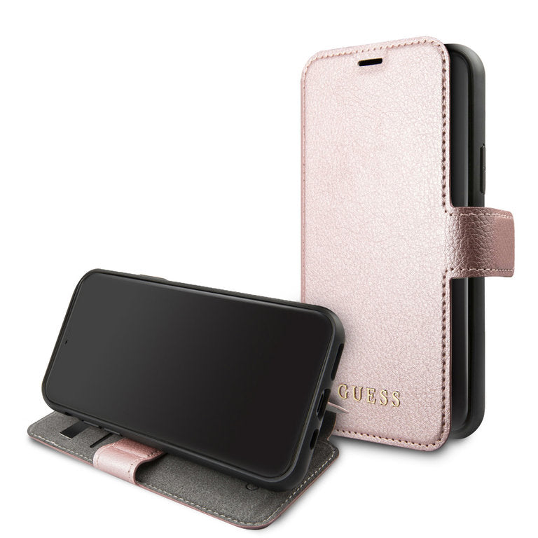 Guess Apple iPhone 11 Pro TPU Pasjeshouder Boektype hoesje - Roze