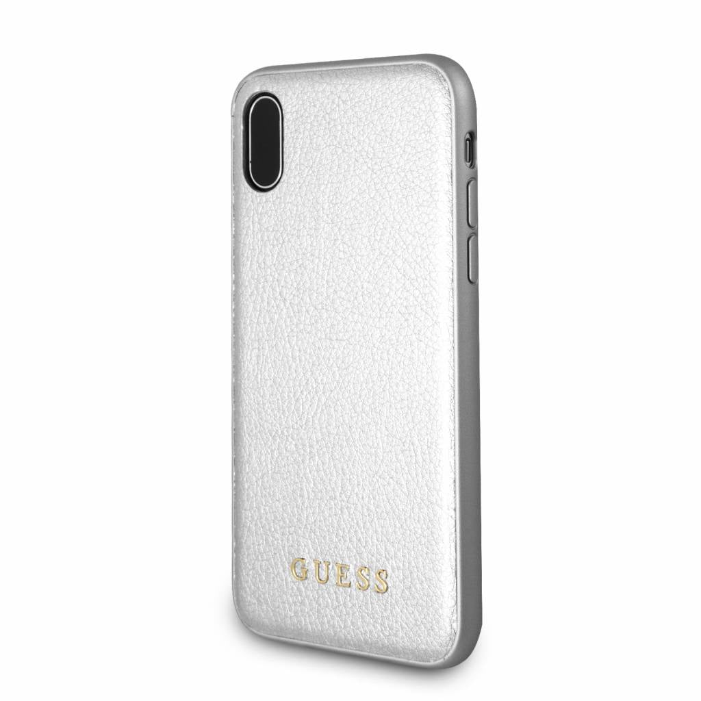 Guess Apple iPhone X-Xs TPU Beschermend Backcover hoesje - Zilver