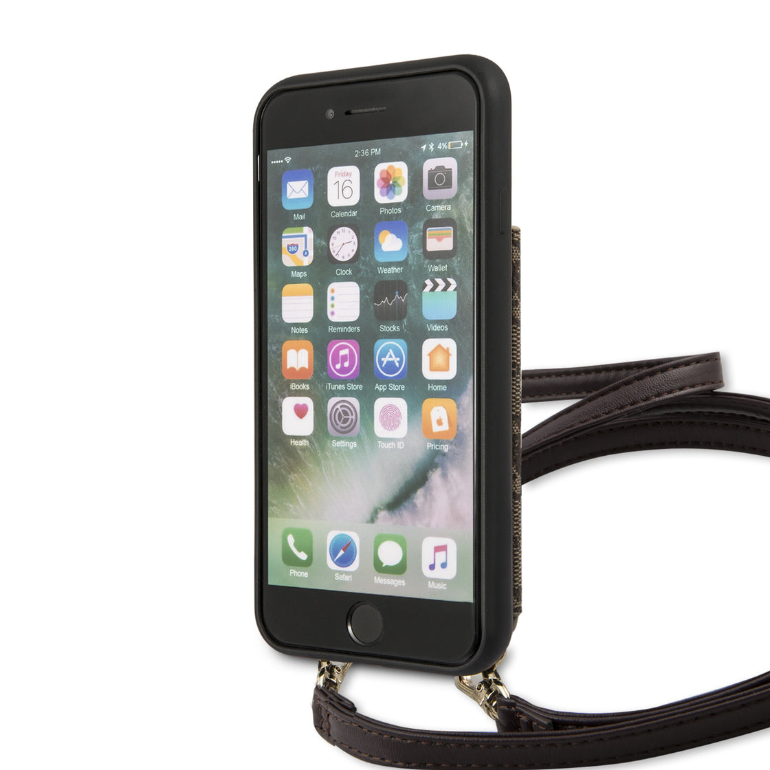 Guess Apple iPhone 7-8-SE Leer Beschermend Backcover hoesje - Bruin