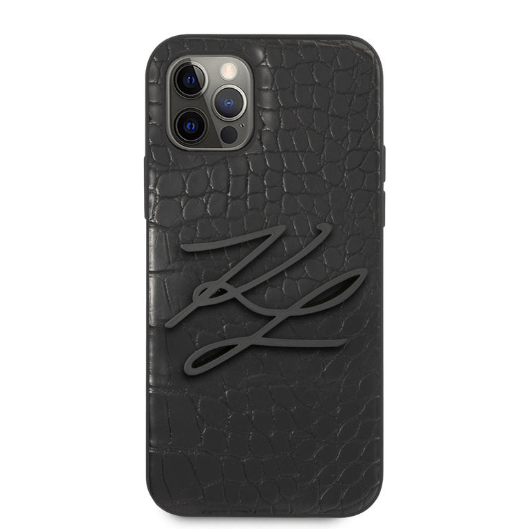 Karl Lagerfeld Apple iPhone 12-12 Pro TPU Beschermend Backcover hoesje - Zwart