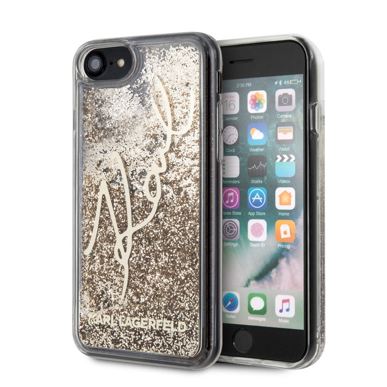 Karl Lagerfeld Apple iPhone 7-8-SE TPU Beschermend Backcover hoesje - Goud