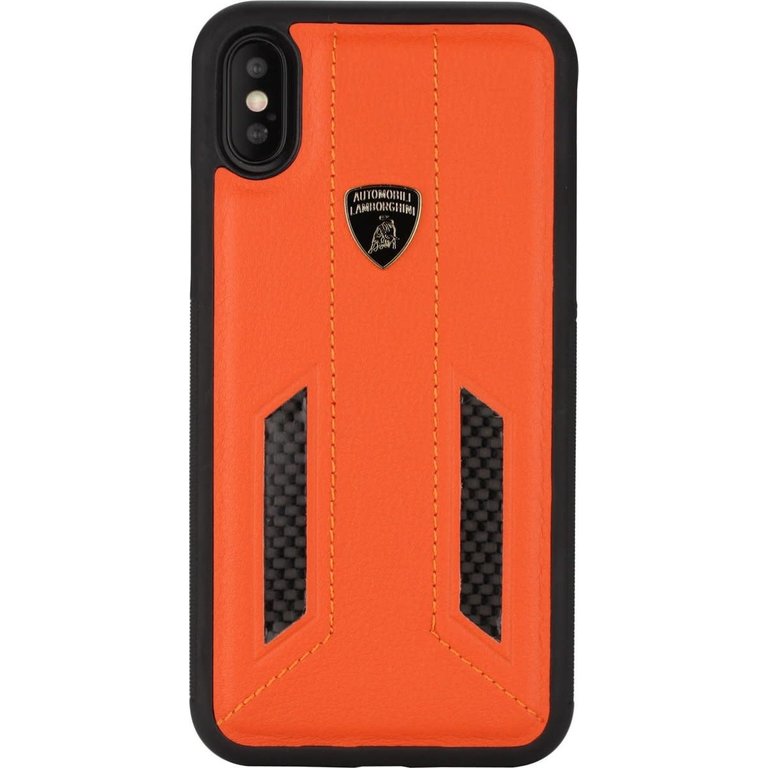 Lamborghini Apple iPhone X-Xs Leer Beschermend Backcover hoesje - Oranje