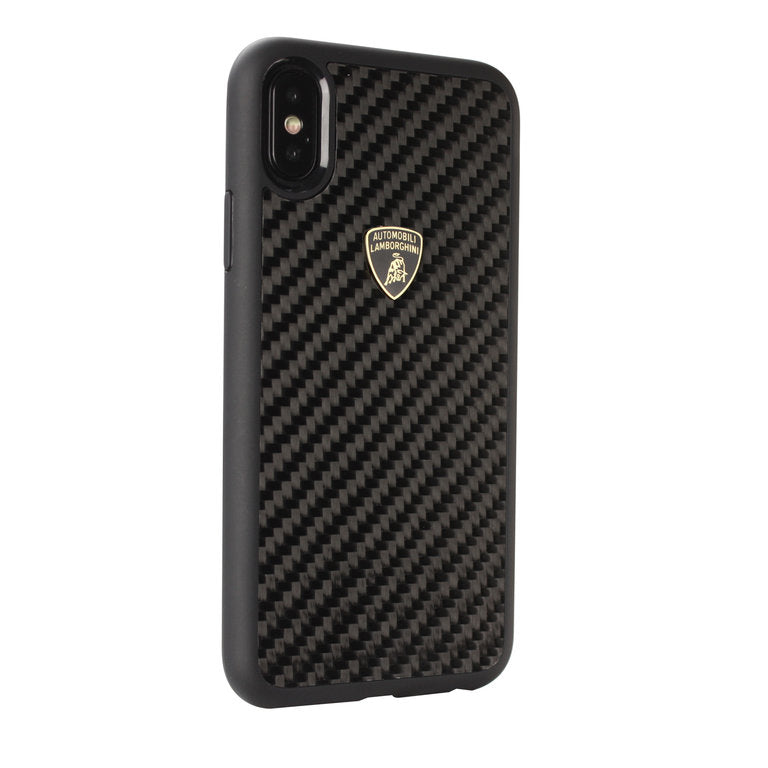 Lamborghini Apple iPhone Xs Max CarbonFiber Beschermend Backcover hoesje - Carbon