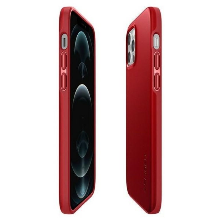 Spigen Apple iPhone 12-12 Pro TPU Beschermend Backcover hoesje - Rood